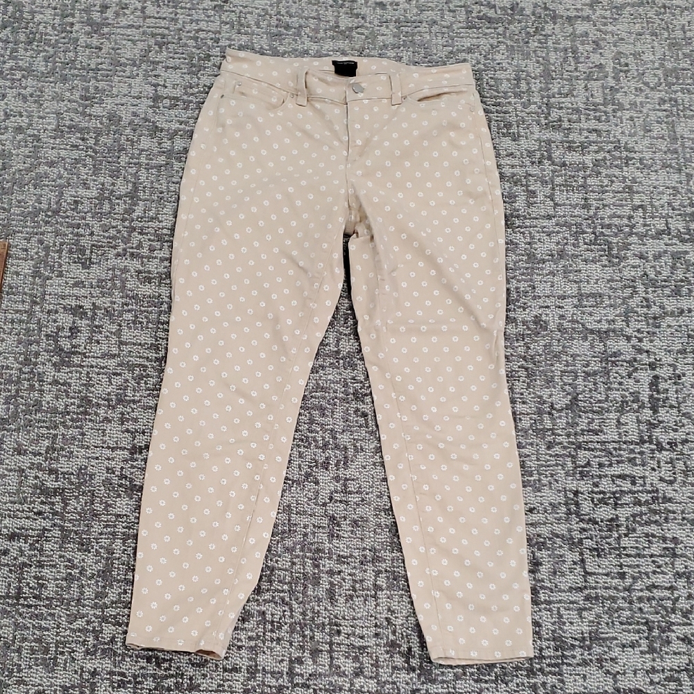 Ann Taylor Tan Skinny Jeans with Patterned Design
